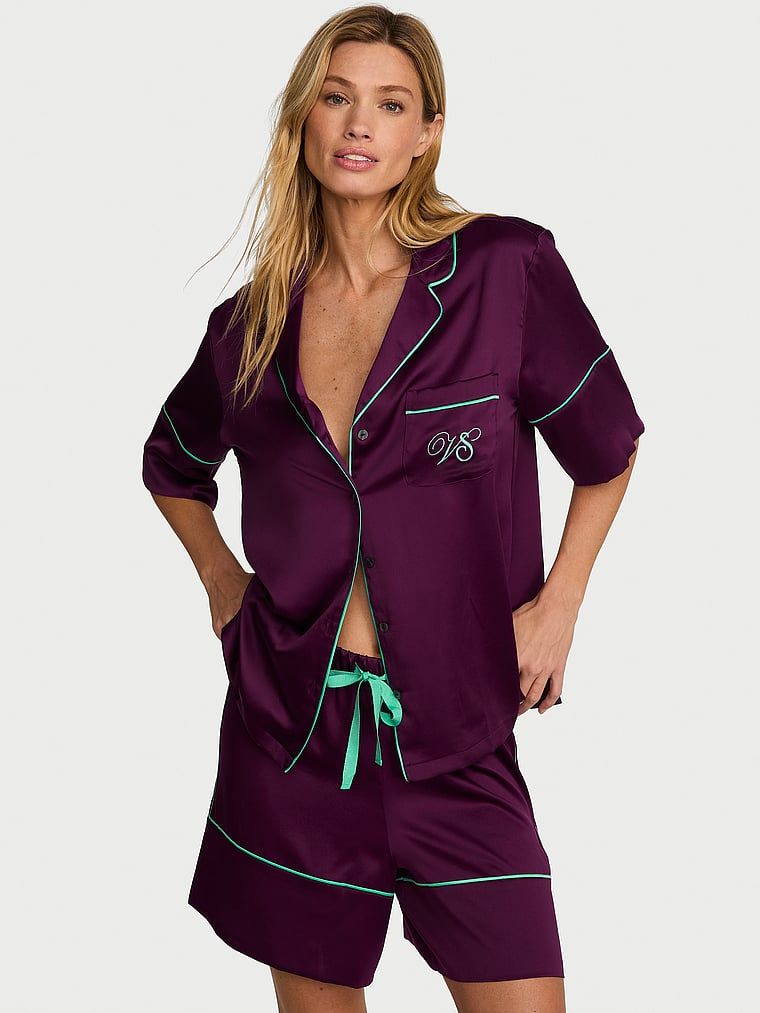 Victoria's Secret Krátké pyžamo z lesklého saténu Signature