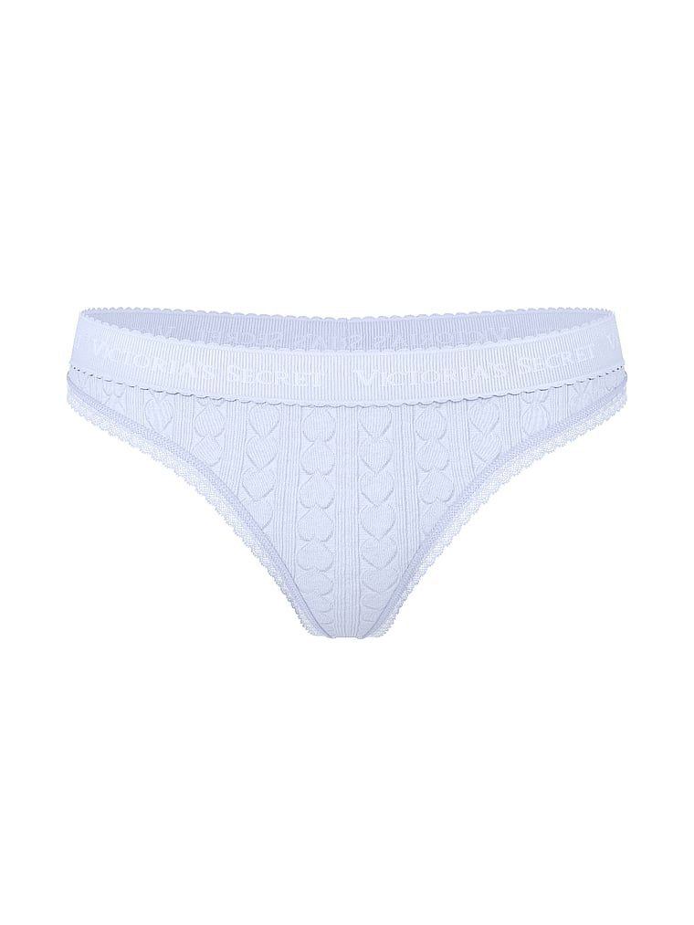 Bavlněné tanga se srdíčky a logem Heart Pointelle. Produkt je fialové barvy a pochází z kolekce Cotton.
