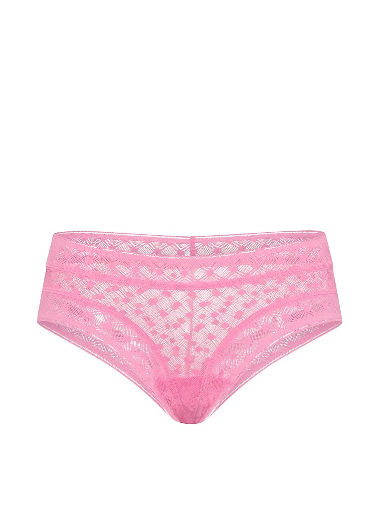 Dot Geo Cheeky krajkové kalhotky. Produkt je růžové barvy a pochází z kolekce Lacie.