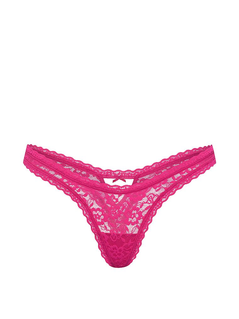 Krajkové tanga Keyhole Ultra-Mini Scoop. Produkt je růžové barvy a pochází z kolekce Lacie.