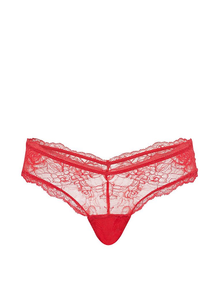 Krajkové kalhotky s vysoko střiženými nohavičkami Rose Lace Cheeky. Produkt je růžové barvy a pochází z kolekce Very Sexy.