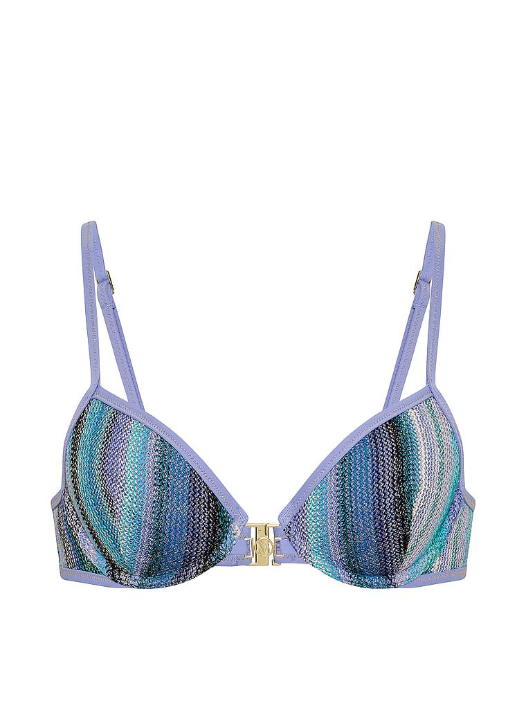 Třpytivý pruhovaný top bikin. Produkt je vzorovaný a pochází z kolekce Victoria's Secret Swim.