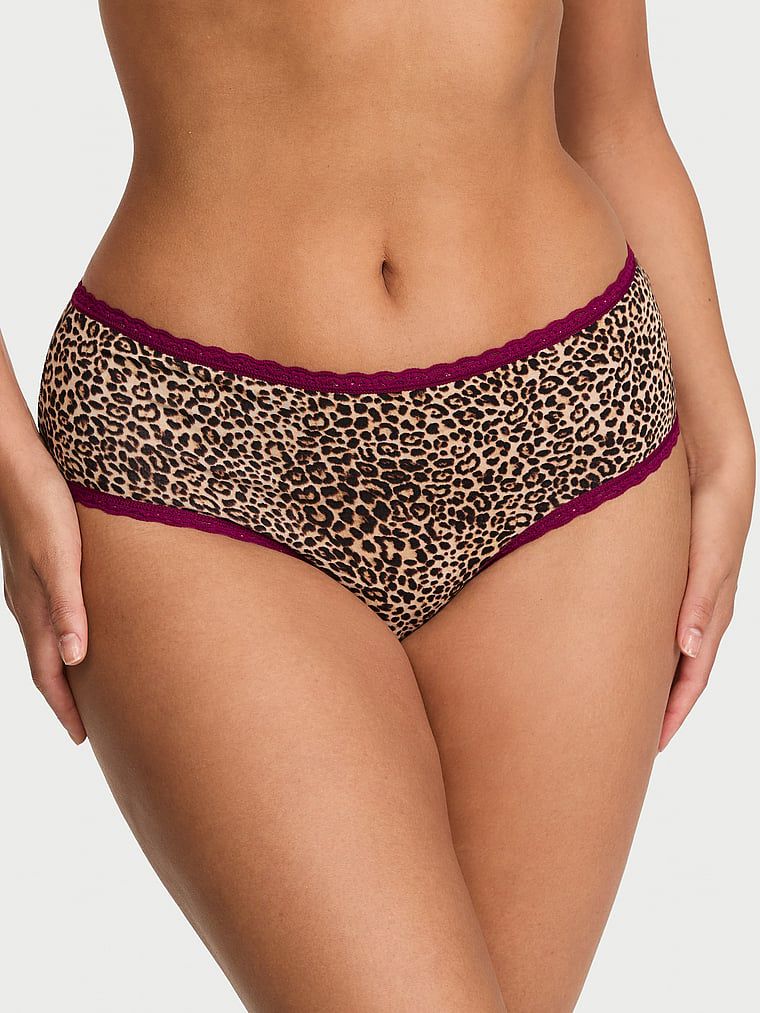 Lace Trim Bavlněné koketní kalhotky s krajkou v pase