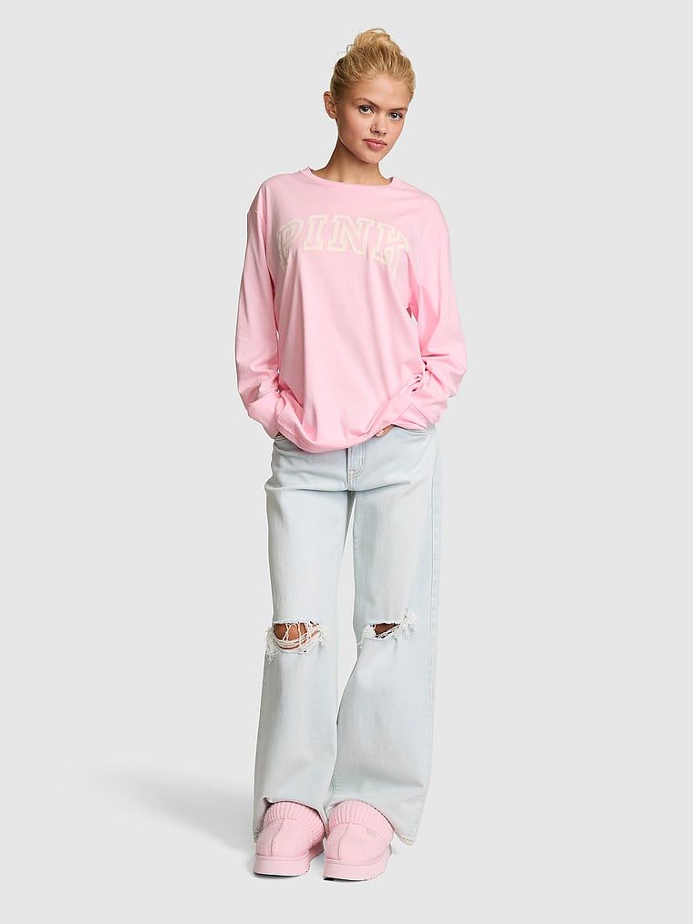 PINK Tričko Campus Cotton s dlouhým rukávem