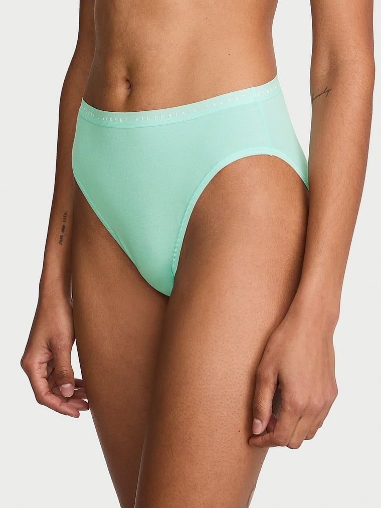 Victoria's Secret Strečové bavlněné kalhotky s vysokými nohavičkami