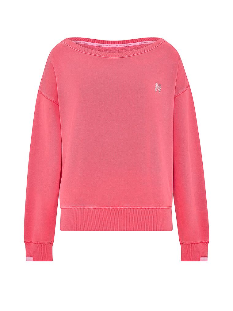 Bavlněná mikina s výstřihem Terry Boatneck. Produkt je růžové barvy a pochází z kolekce Angel Essentials.