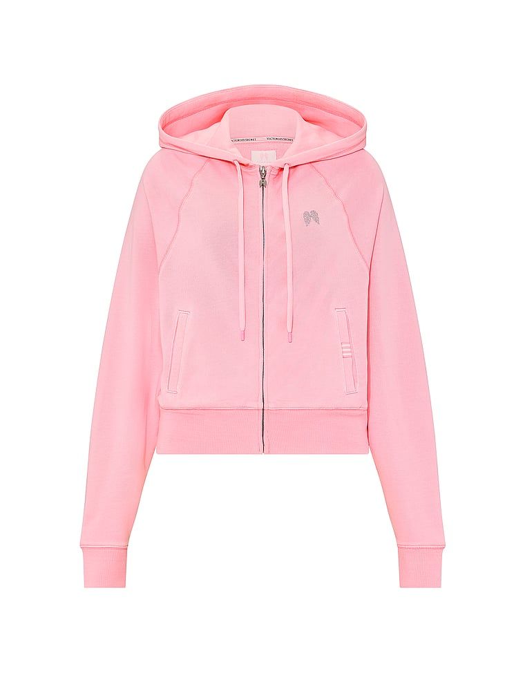 Bavlněná mikina se zipem a mikina Terry Hoodie. Produkt je růžové barvy a pochází z kolekce Angel Essentials.