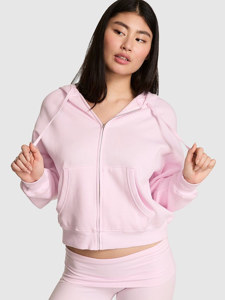 PINK Mikina Campus Fleece s kapucí a celorozepínacím zipem