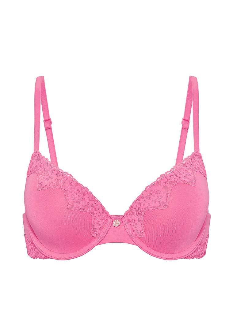 Push-up bavlněná podprsenka Perfect Shape. Produkt je růžové barvy a pochází z kolekce triček.