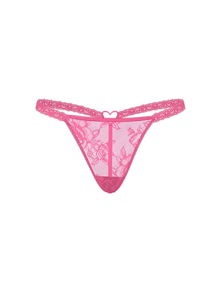 Krajkové tanga se srdcem na zádech Rose Lace Heart Hardware. Produkt je růžové barvy a pochází z kolekce Very Sexy.