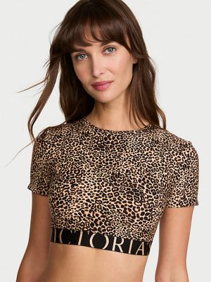 T-shirt Bavlněný braletkový crop top s krátkými rukávy