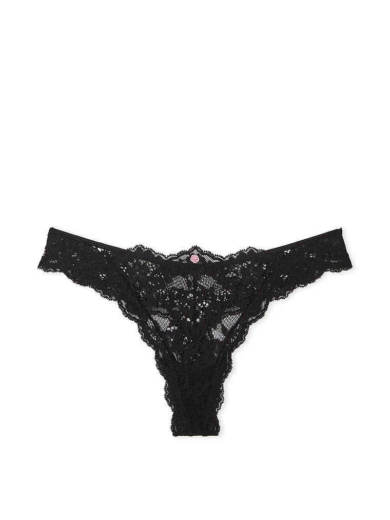 Tanga s krajkou Lace. Produkt je černý a pochází z kolekce Dream Angels.