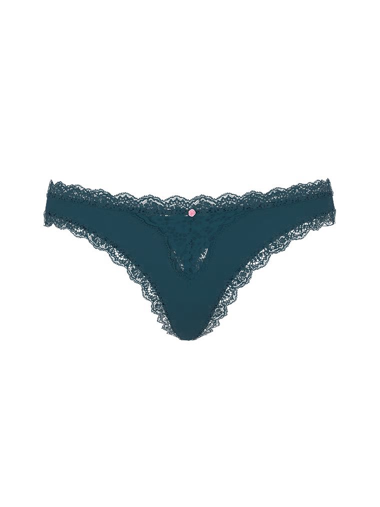 Tanga s krajkou Lace Trim. Produkt má modrou barvu a pochází z kolekce Dream Angels.