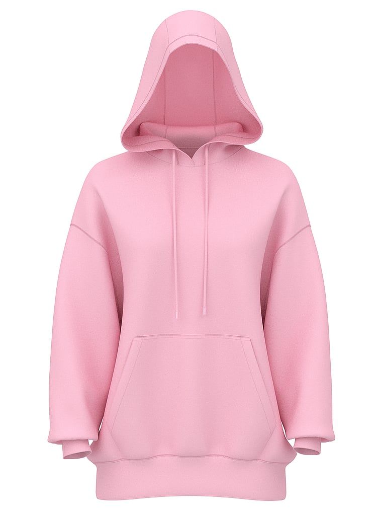 Ikonická fleecová bavlněná mikina s kapucí. Produkt je růžové barvy a pochází z kolekce Angel Essentials.