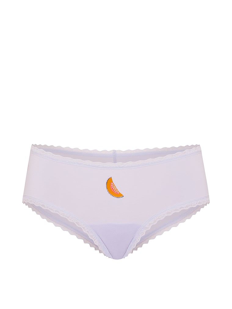 Bavlněné kalhotky s krajkou na okrajích Lace-Waist Cheeky. Produkt je modré barvy a pochází z kolekce Lace Trim.