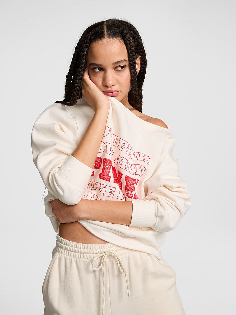 Campus Fleece Rib Off-shoulder Sweatshirt