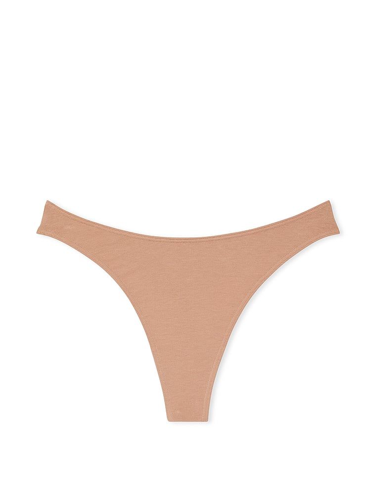 Bavlněná tanga s vysokými nohavicemi Scoop. Produkt je béžový a pochází z kolekce Victoria's Secret.