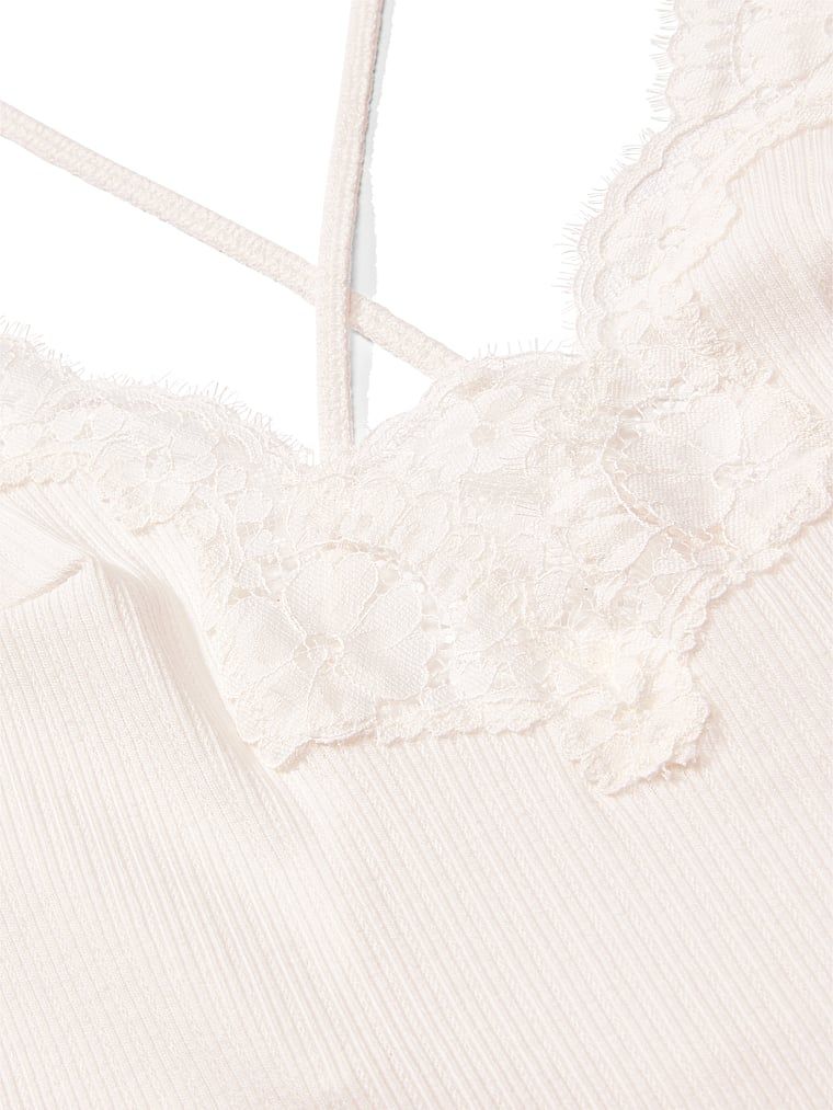 Pointelle Rib bavlněné maxi noční košile. Produkt je bílý a pochází z kolekce Dream Angels.