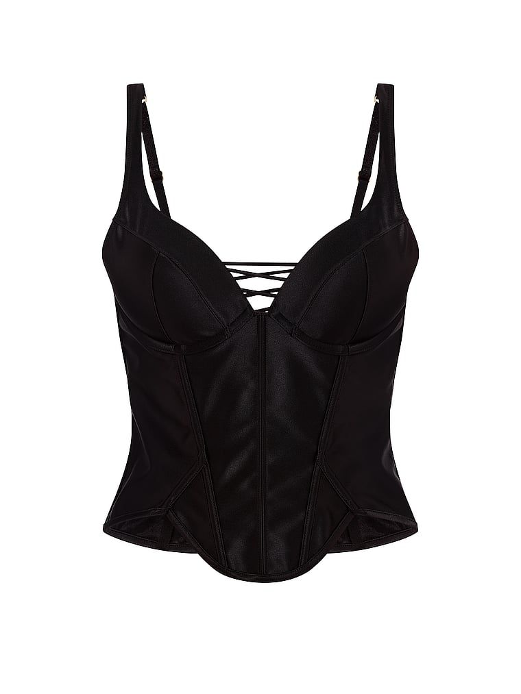 Satónový push-up korzetový top. Produkt je černý a pochází z kolekce Very Sexy.