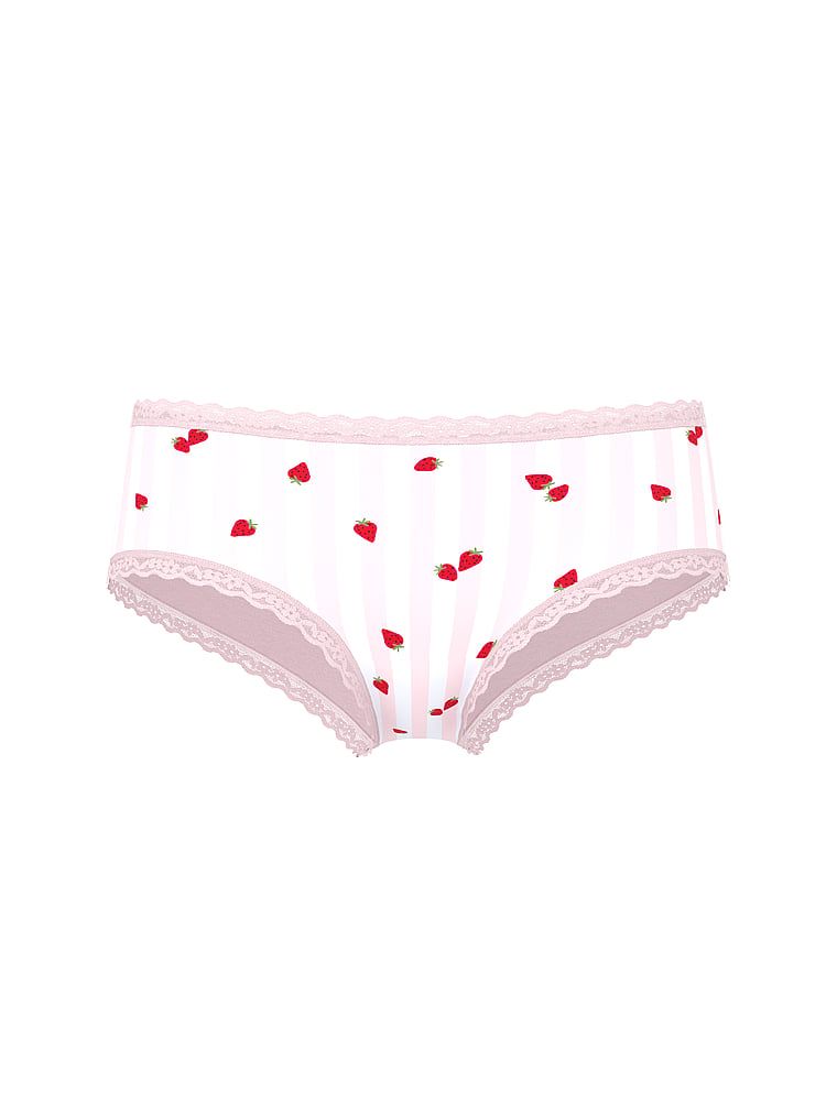 Bavlněné kalhotky s krajkou na okrajích Lace-Waist Cheeky. Produkt je vzorovaný a pochází z kolekce Lace Trim.