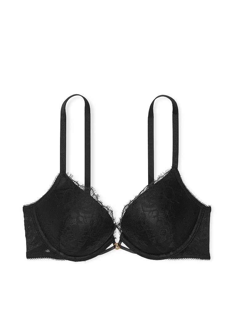 Push-up podprsenka zvětšující 2 velikosti Bombshell Rose Lace. Produkt je černý a pochází z kolekce Very Sexy.