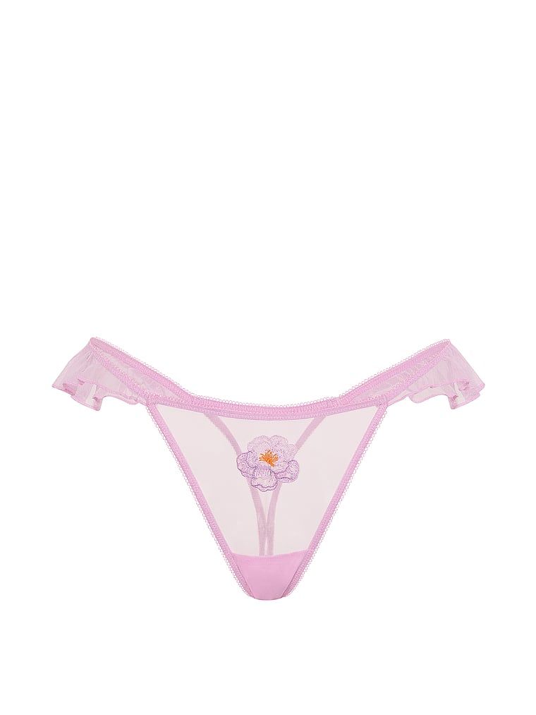 Tanga s akvarelovým motivem Flutter výšivka. Produkt je fialové barvy a pochází z kolekce Dream Angels.