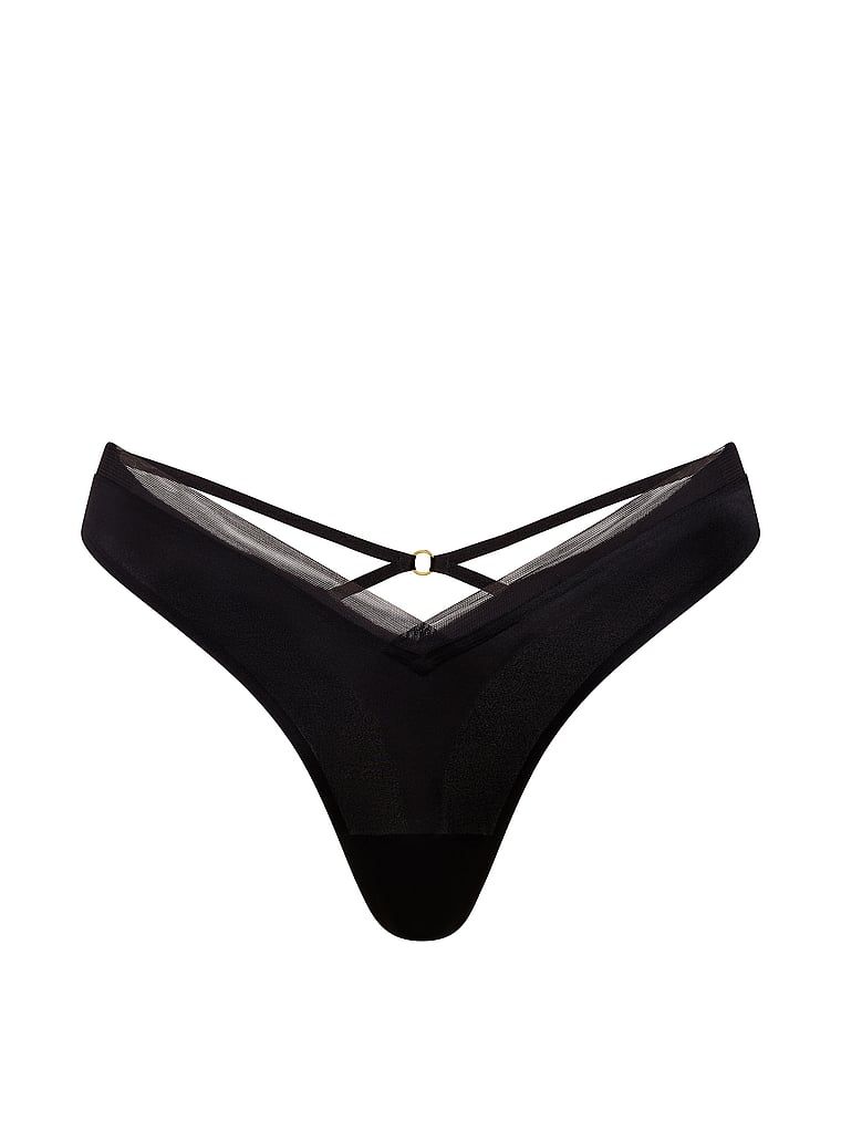 Tanga s ramínky na zádech Sheer Reveal. Produkt je černý a pochází z kolekce Very Sexy.