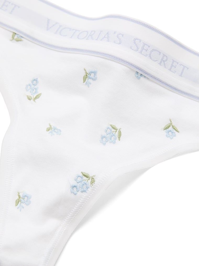 Bavlněné tanga s výšivkou a logem. Produkt je vzorovaný a pochází z kolekce Cotton.