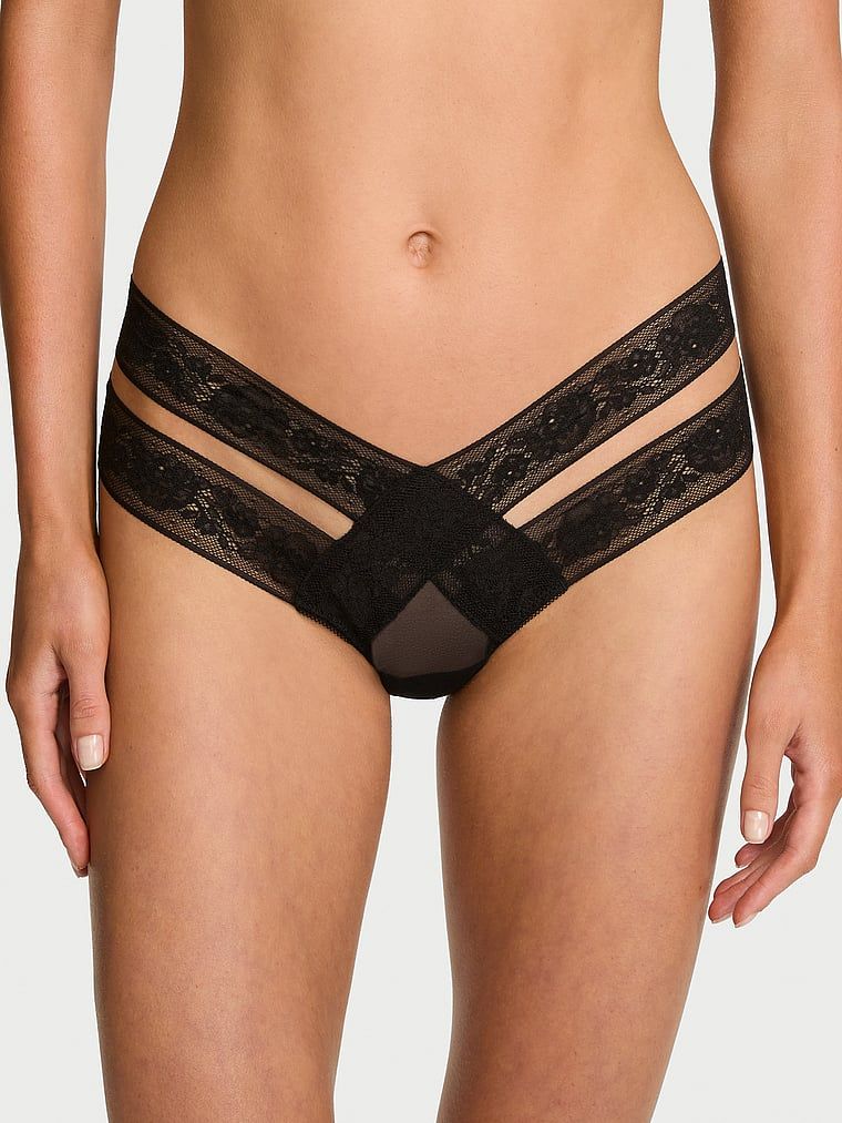 Very Sexy Brazilky z krajky s motivem růže, s pásky a průstřihy
