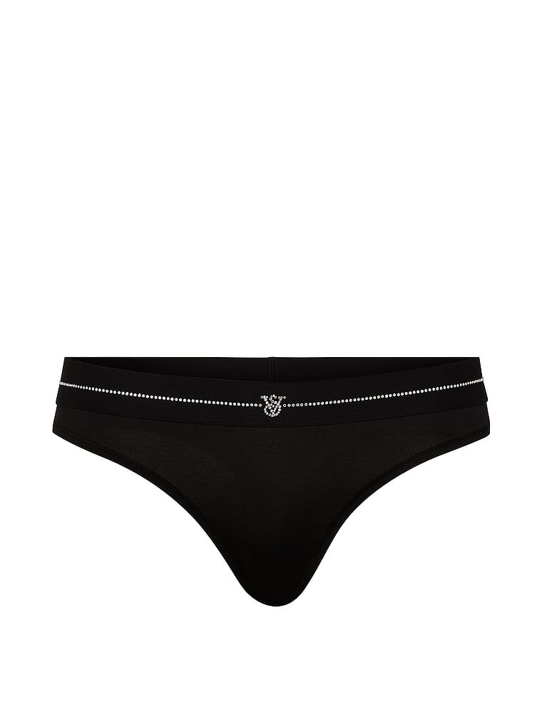 Logo Cotton thong Shine. Produkt je černý a pochází z kolekce Cotton.