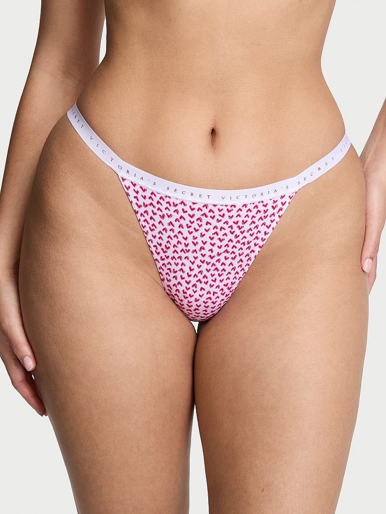 Pružné bavlněné tanga. Produkt je vzorovaný a pochází z kolekce Victoria's Secret.