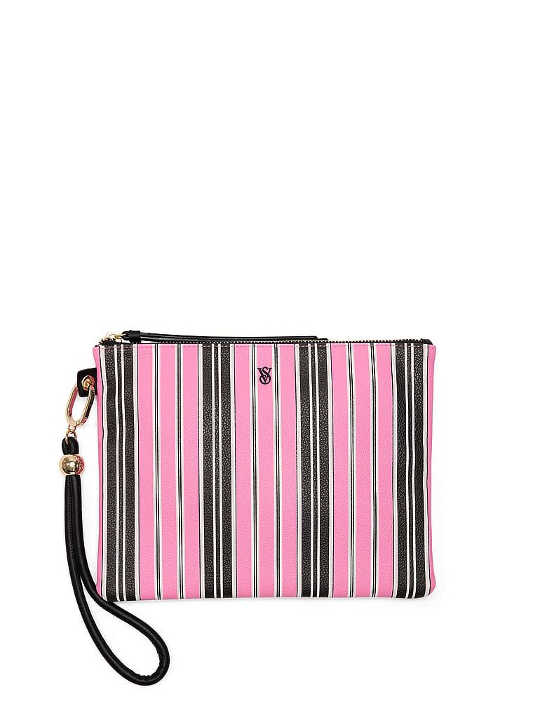 Pink and Black Stripe Sada tří cestovních pouzder na zápěstí