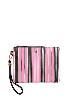 Pink and Black Stripe Sada tří cestovních pouzder na zápěstí