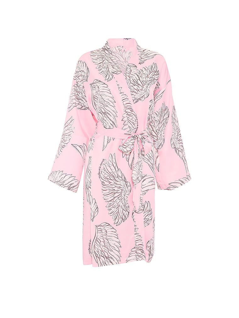 Midi Signature saténový župan. Produkt má vzorovanou barvu a pochází z kolekce Victoria's Secret.
