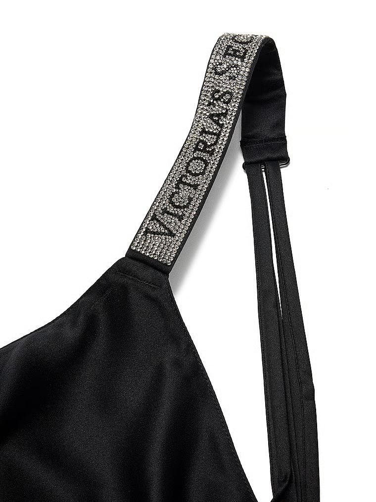 Satěnová noční košile s lesklými ramínky, Scattered Shine Strap Slip. Produkt je černý a pochází z kolekce Very Sexy.