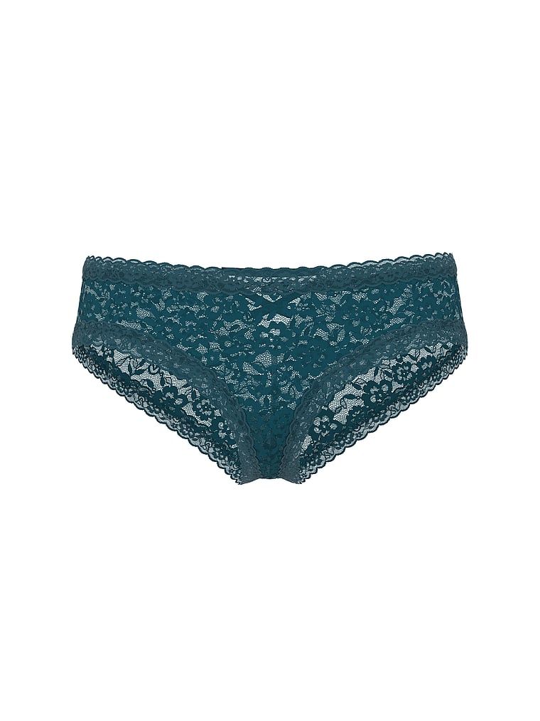 Krajkové kalhotky s ramínky vzadu Blossom Cheeky. Produkt je modré barvy a pochází z kolekce Lacie.