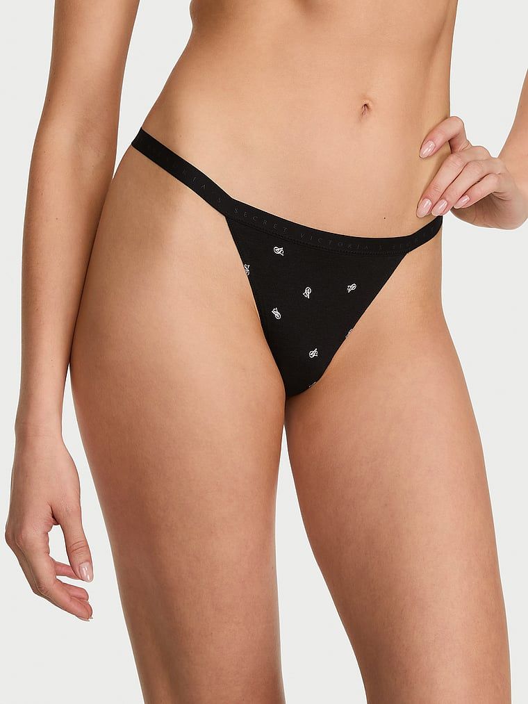 Victoria's Secret Kalhotky V-String z elastické bavlny