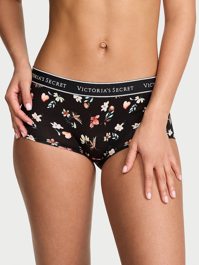 Bavlněné kraťasy s logem v pase Boyshort. Produkt má květinový vzor a pochází z kolekce Cotton.