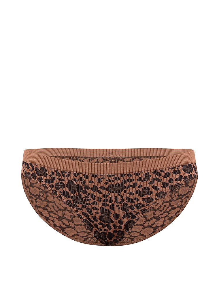 Bezešvé levopardí žebrované bikiny s žebrováním. Produkt má vzorovanou barvu a pochází z kolekce Seamless.