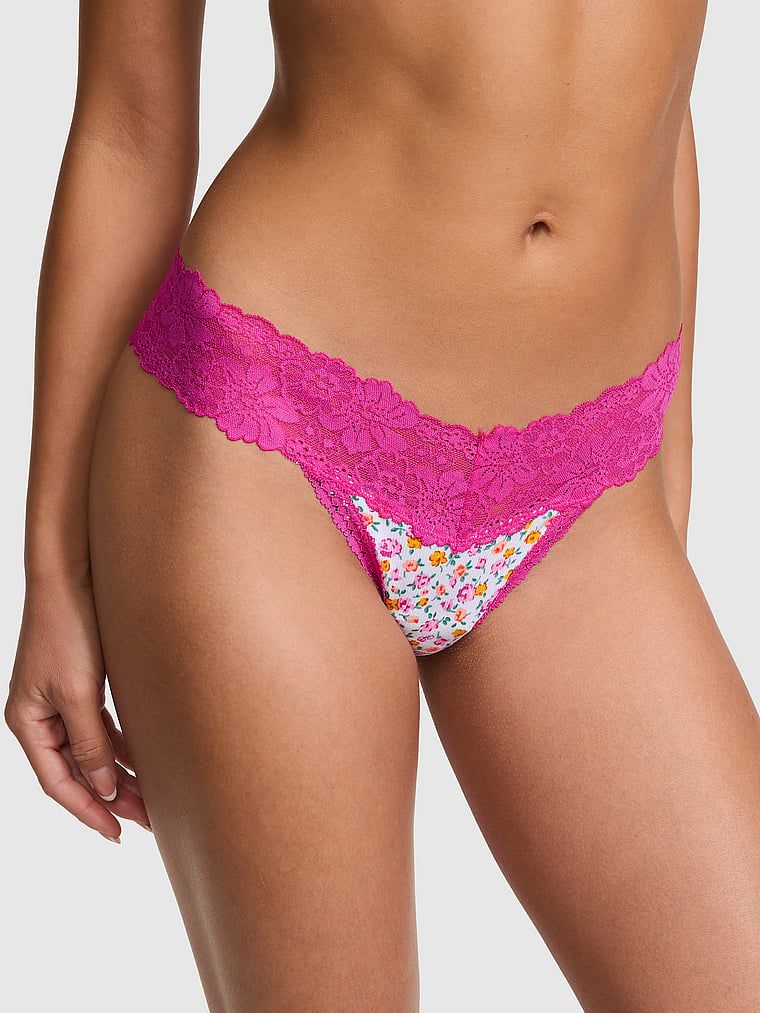 Tanga s krajkovým lemem PINK Wink