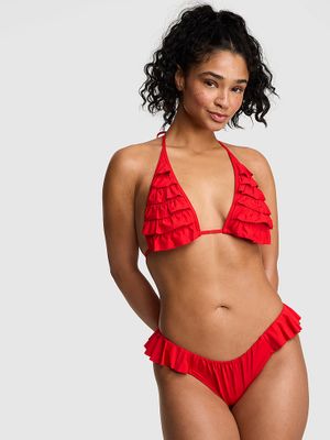 PINK Trojúhelníkový bikinový top s volánkem Ruffle