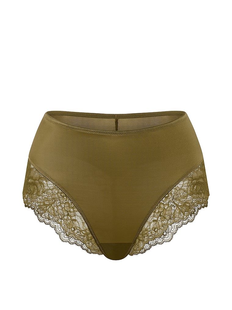Kalhotky s vysokým pasem a krajkou Smooth Lace-Lem. Produkt je zelené barvy a pochází z kolekce Very Sexy.