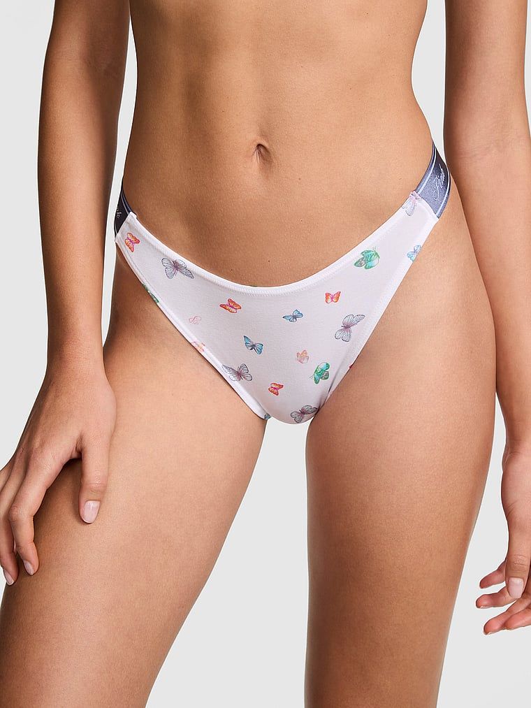 Tanga Logo Cotton Shine s vysokým vykrojením