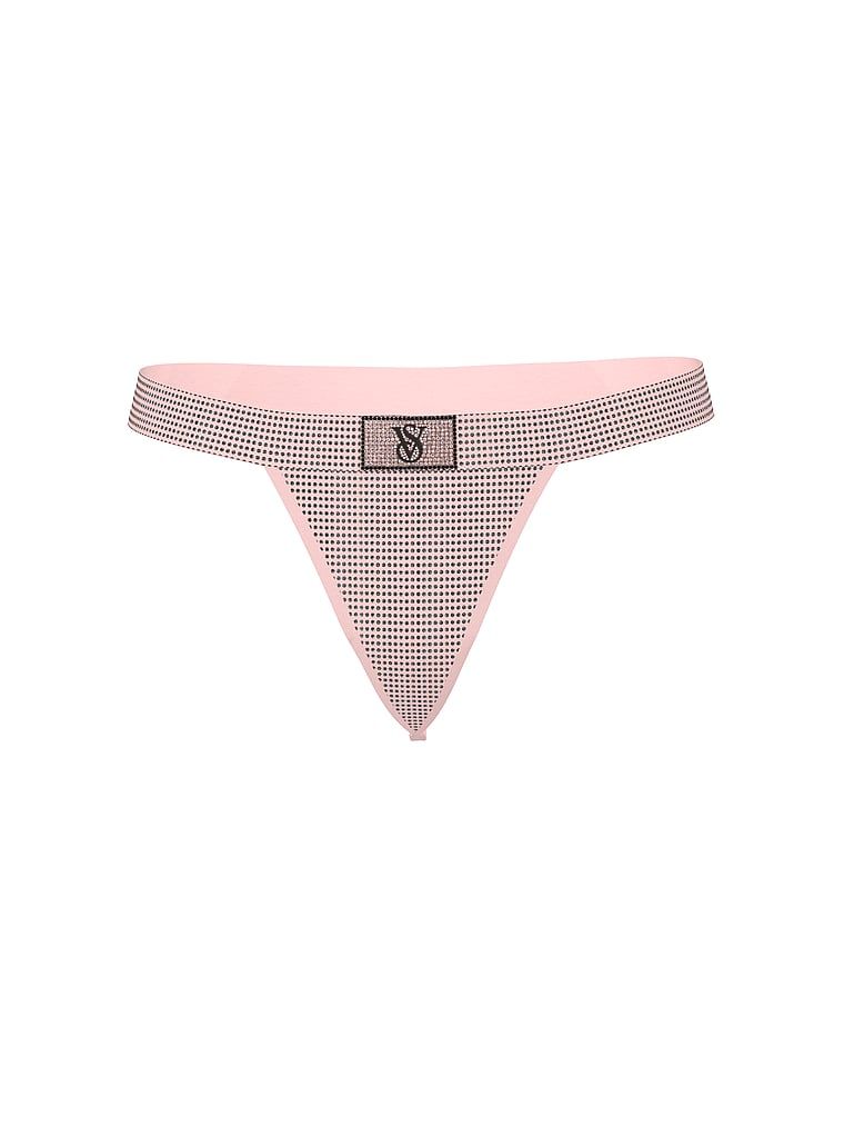 Bavlněná tanga s flitry a lesklým logem Shine. Produkt má růžovou barvu a pochází z kolekce Cotton.