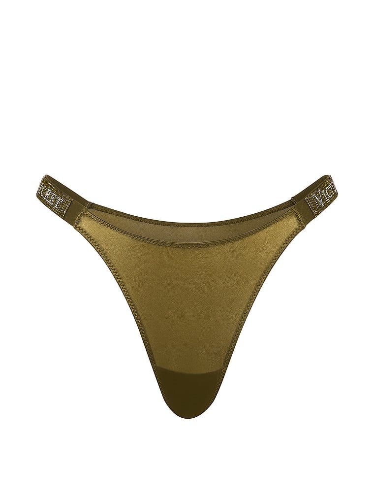 Brazilské krajkové kalhotky s pruhy Shine Strap. Produkt je zelené barvy a pochází z kolekce Very Sexy.