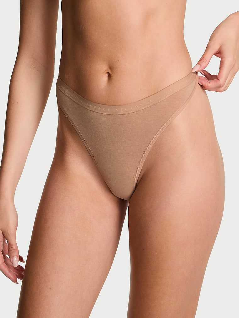 Victoria's Secret Tanga z elastické bavlny vysoko vykrojená