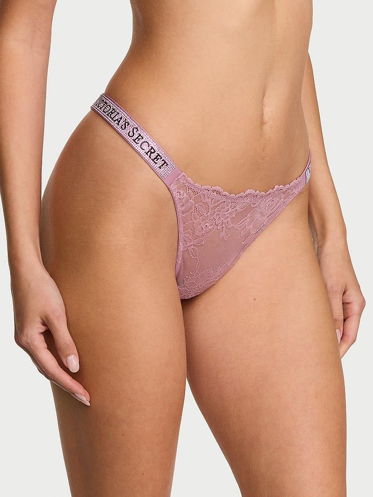 Very Sexy Krajková tanga s lesklými pásky