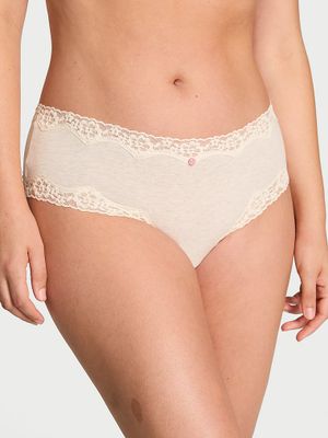 Lace Trim Bavlněné koketní kalhotky s krajkou v pase