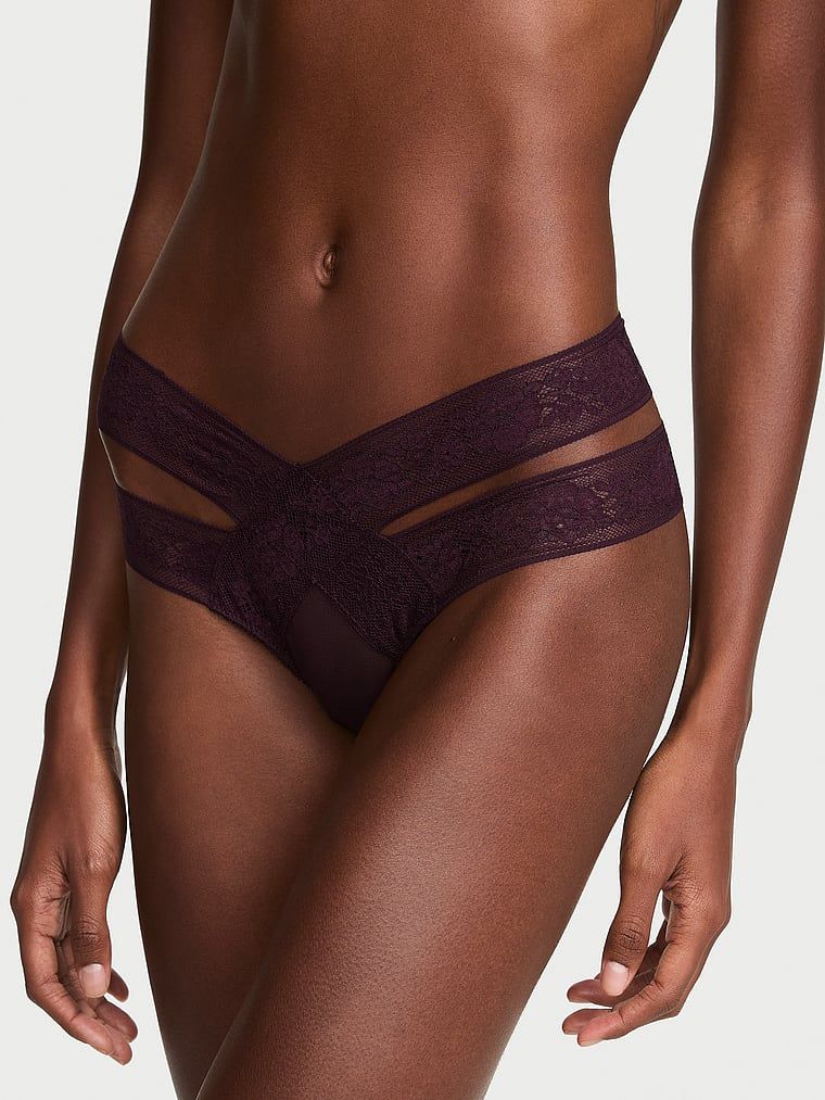Very Sexy Brazilky z krajky s motivem růže, s pásky a průstřihy