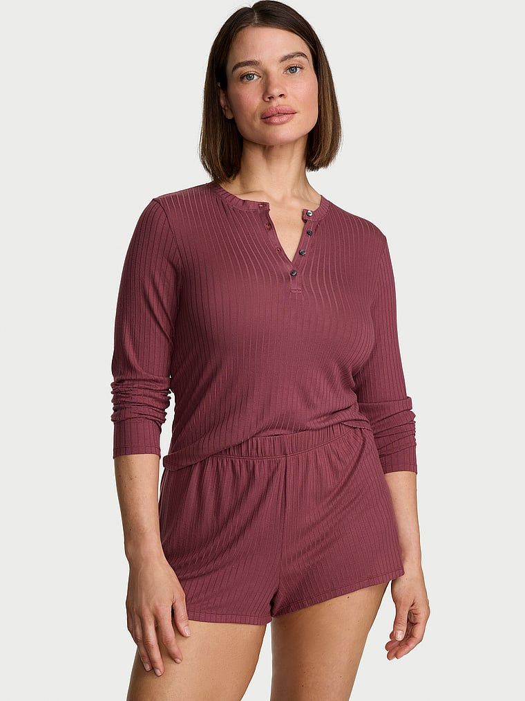 Victoria's Secret Souprava topu s dlouhým rukávem a kraťásků z modalu